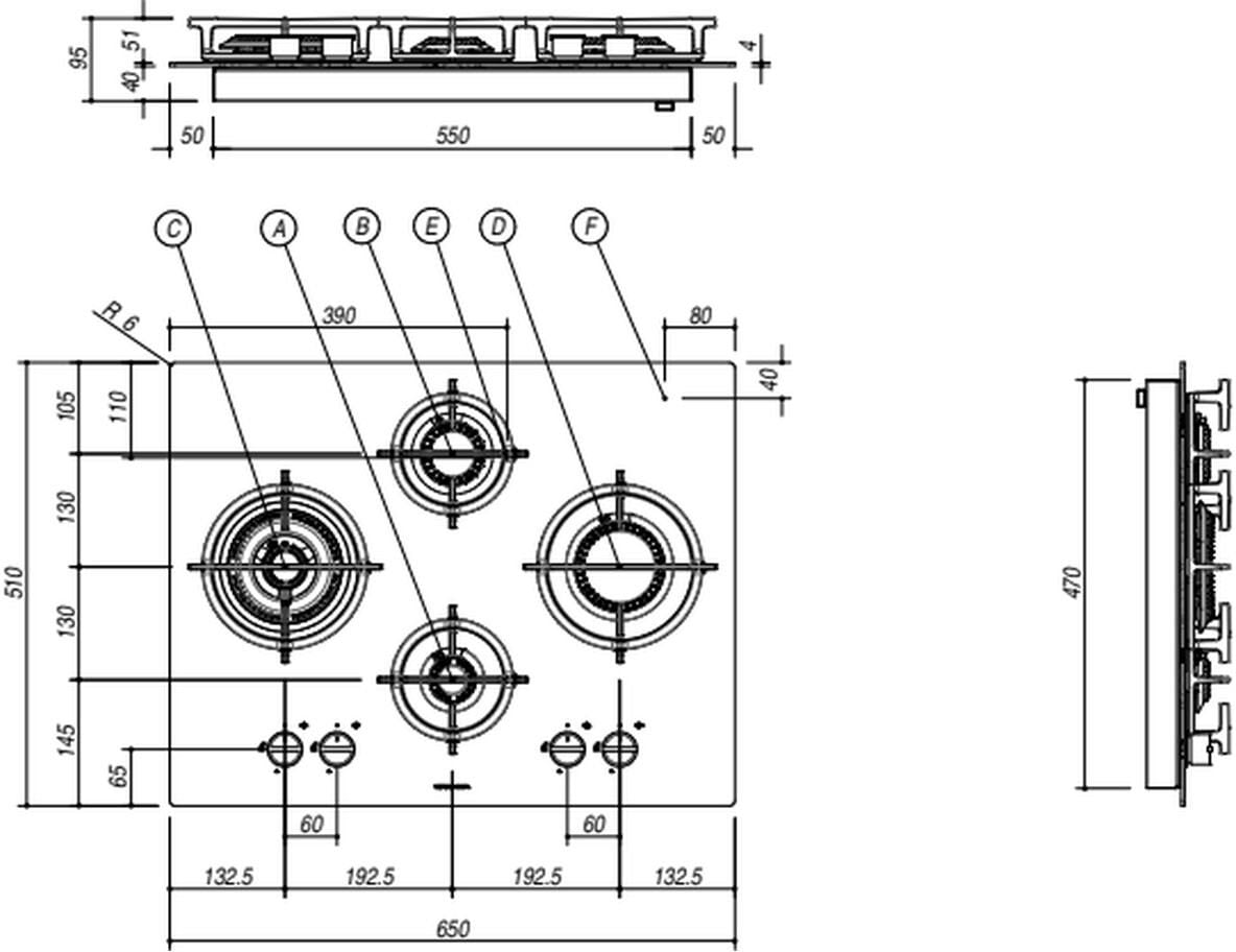 Abey Barazza 65cm Mood Natural Gas Cooktop 1PMD64