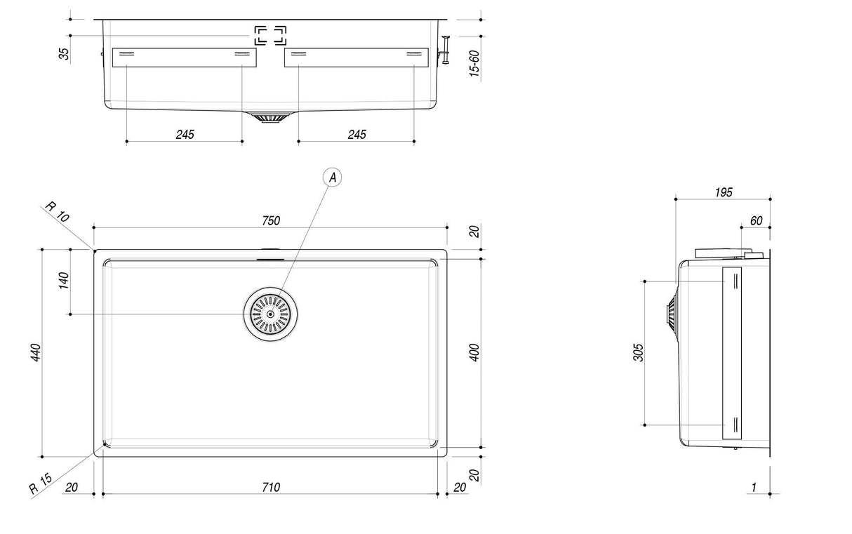 Abey Barazza R15 Large Bowl Inset Sink 1X7040I
