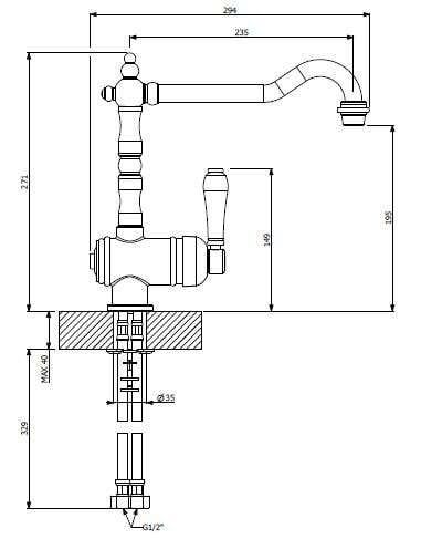 Abey Bronze Provincial Single Lever Kitchen Mixer Tap 2050BR