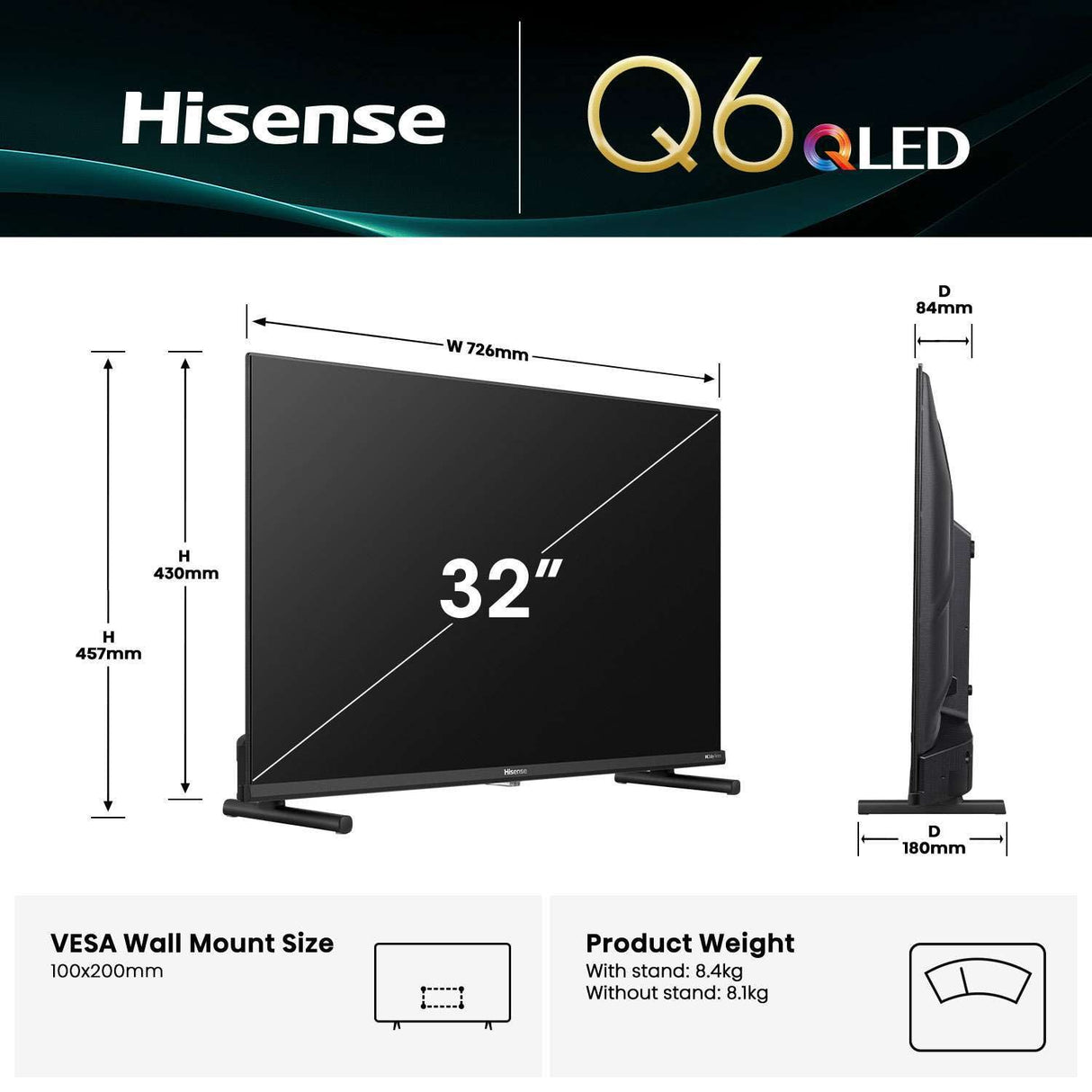 Hisense 32" Q6QAU Full HD QLED Smart TV 32Q6QAU