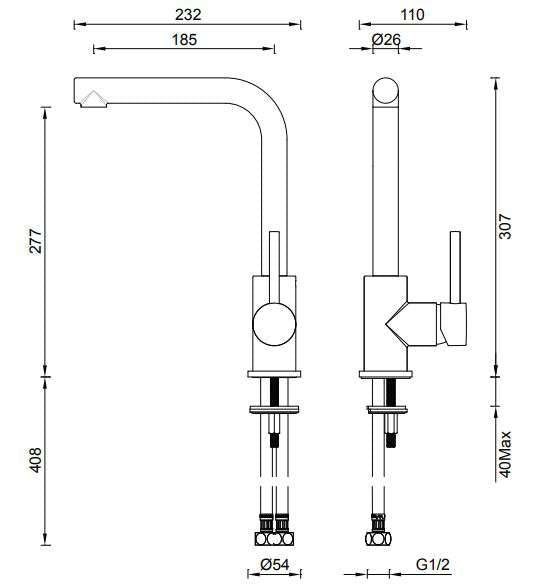 Abey Lucia Side Lever Sink Mixer Tap 3K2