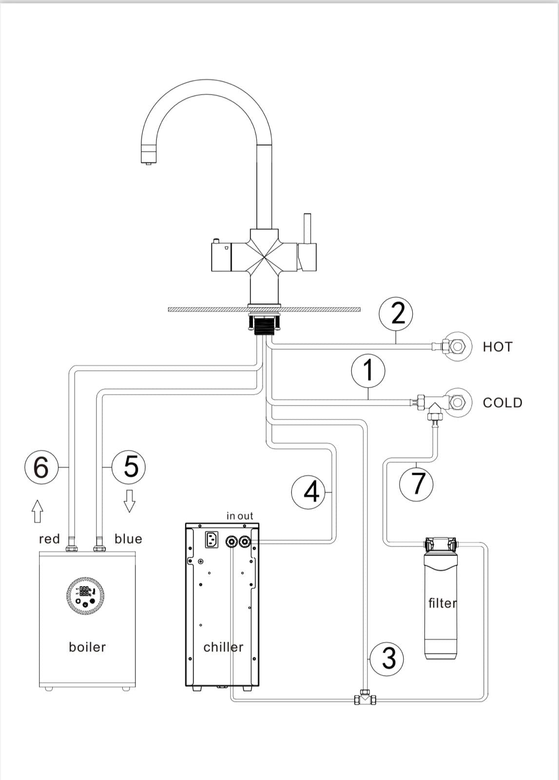 Alia 4-in-1 Filtered Boiling/Chilled Dispenser Tap Brushed Nickel AG-CS-R41NI