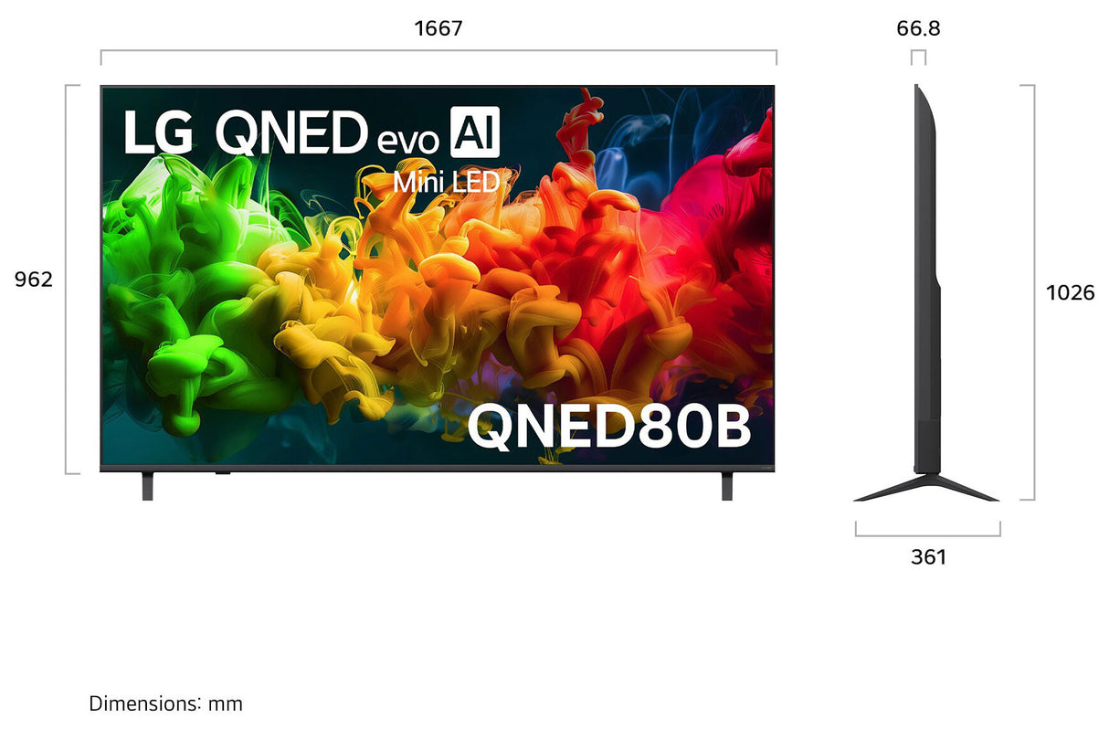 LG 75" QNED80 4K Smart QNED Mini LED AI TV 75QNED80BSA