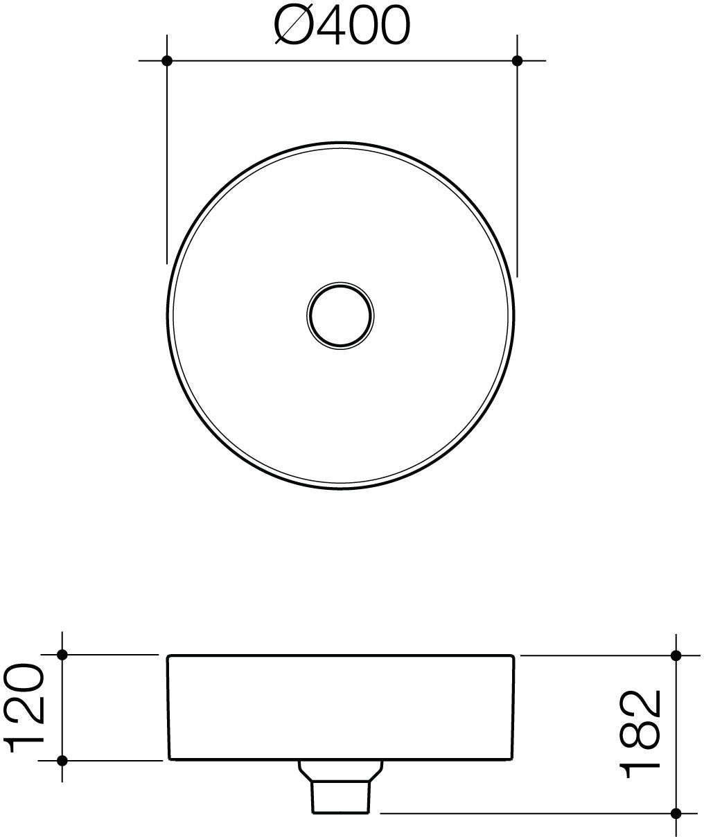 Caroma Liano II 400mm Round Above Counter Basin White 852500W
