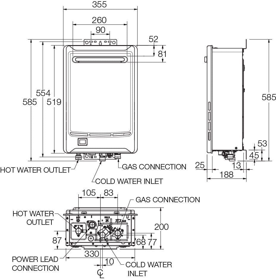 Rheem Metro Max 50°C 26L Continuous Hot Water Unit 876A26PF *LPG GAS*