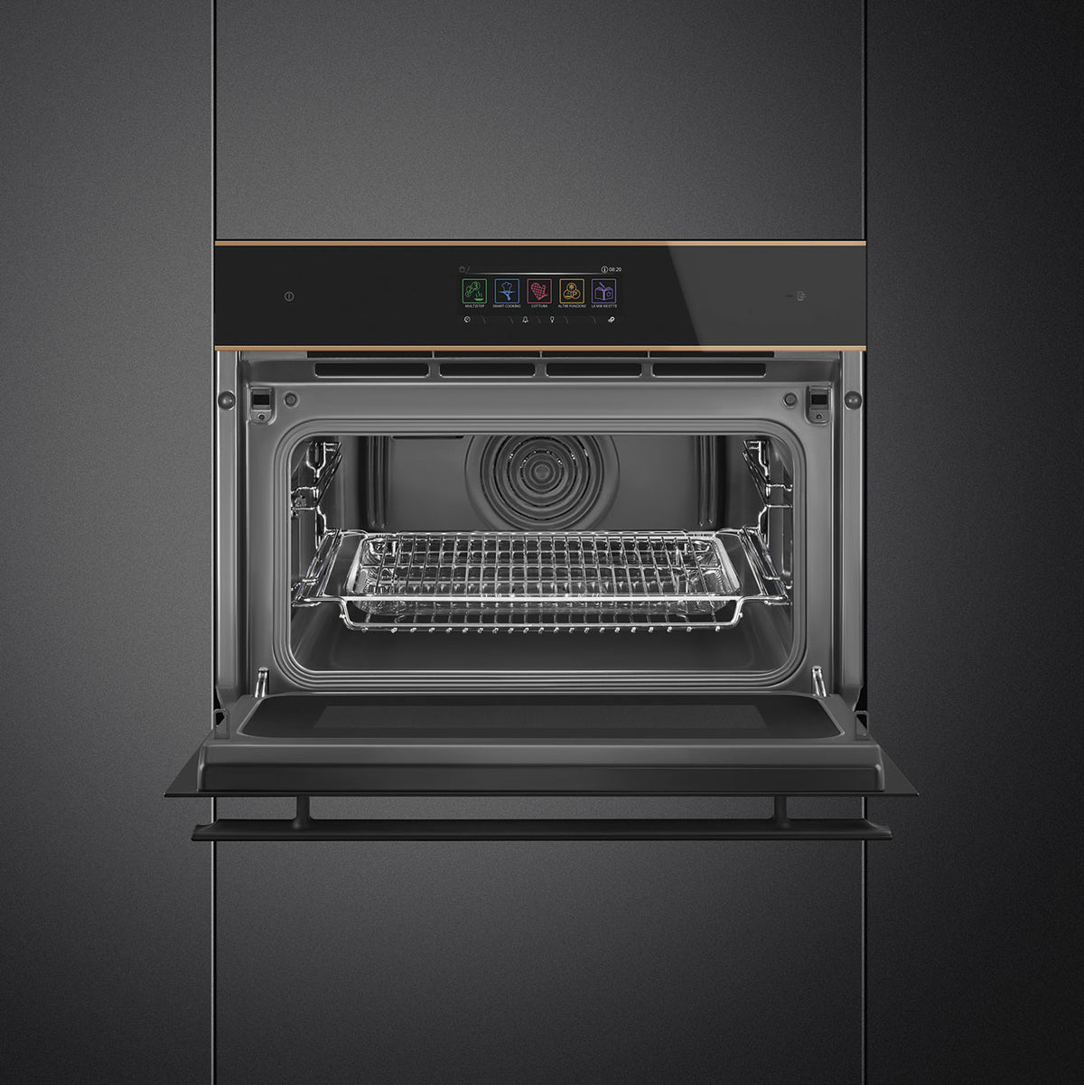 Smeg 45cm Dolce Stil Novo Combi Microwave Electric Built-In Oven Copper Trim SOA4606WM2PNR