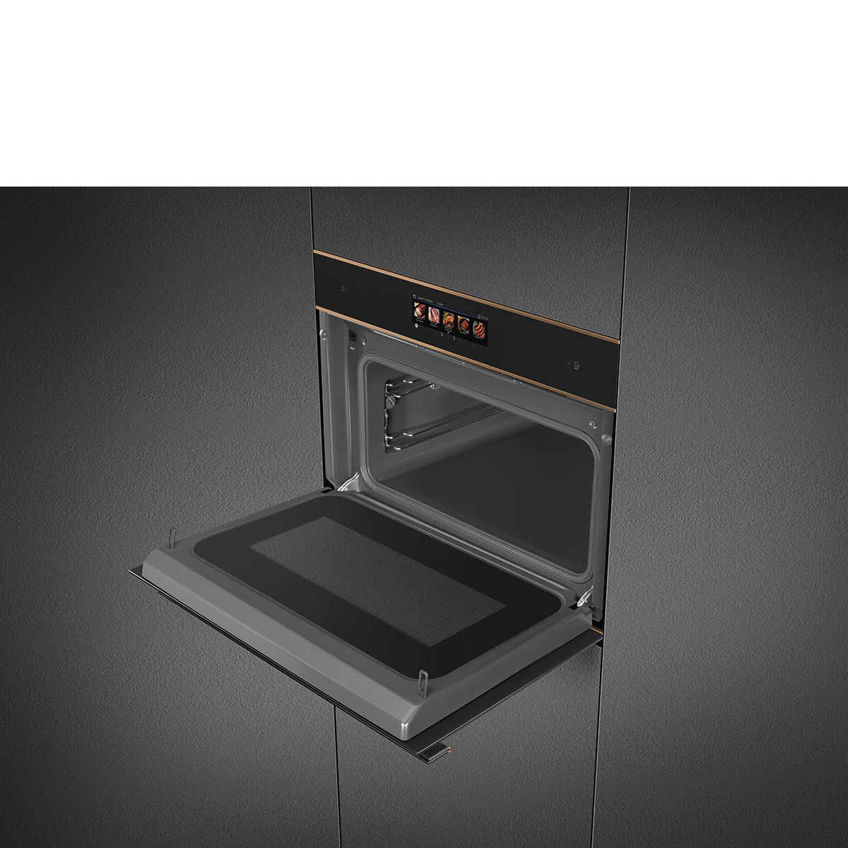 Smeg 45cm Dolce Stil Novo Combi Microwave Electric Built-In Oven Copper Trim SOA4606WM2PNR