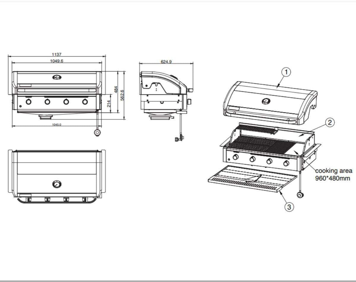 Artusi 4 Burner Built-In BBQ ABIBBQ4