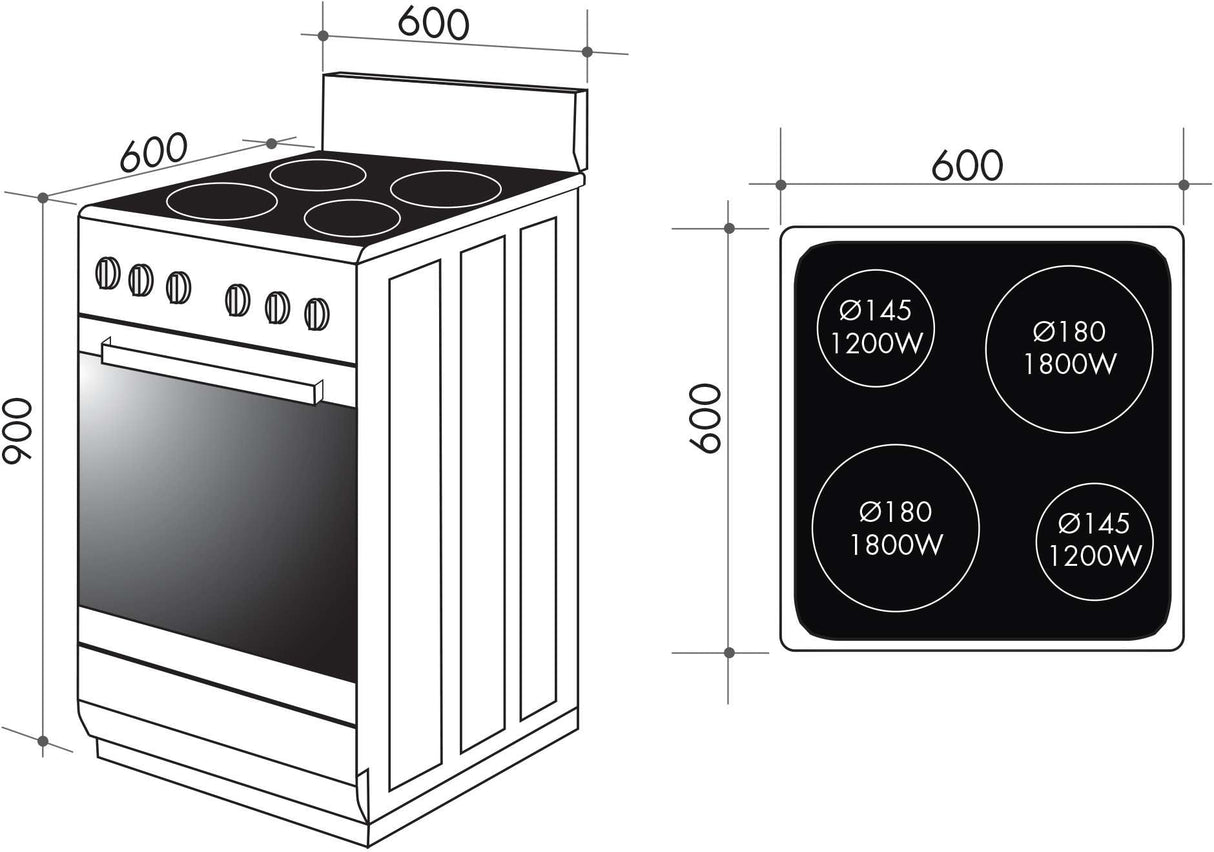 Artusi 60cm Electric Freestanding Oven/Stove AFC607X