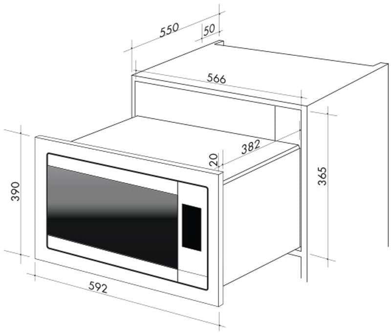 Artusi 25L Built-In Wall Microwave Oven AMO25TK/1