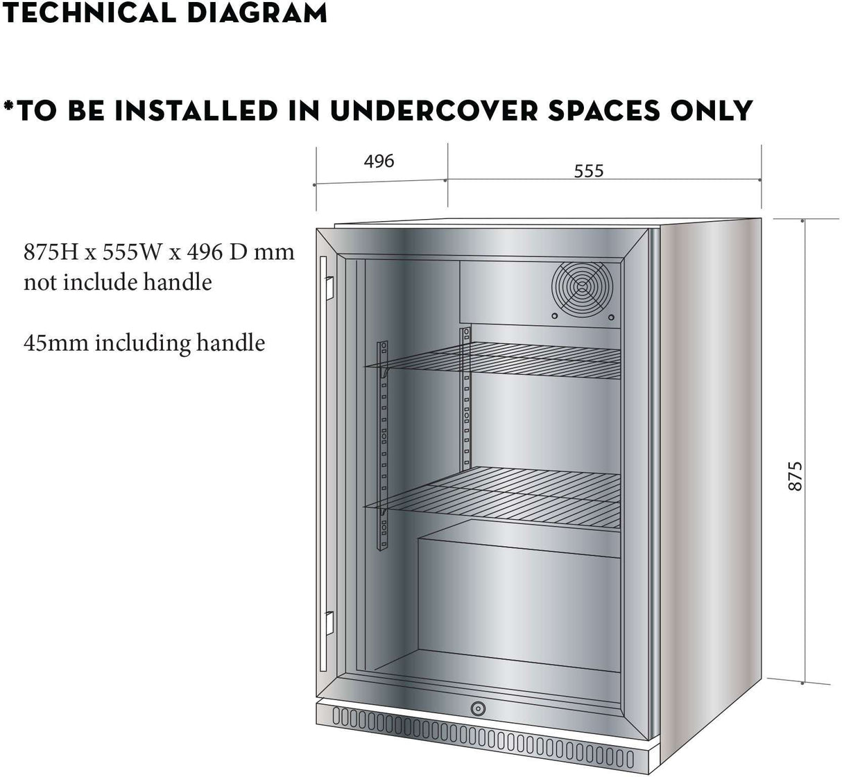 Artusi 118L Single Door Outdoor Refrigerator AOF1B | Greater Sydney Only