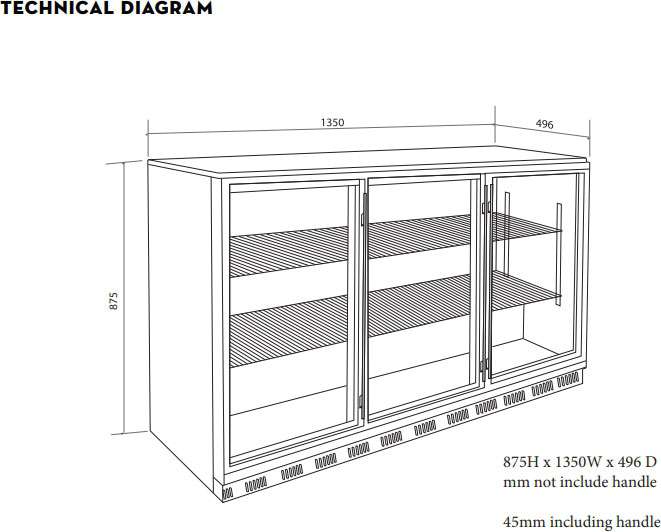 Artusi 307L 3 Door Outdoor Refrigerator AOF3S | Greater Sydney Only