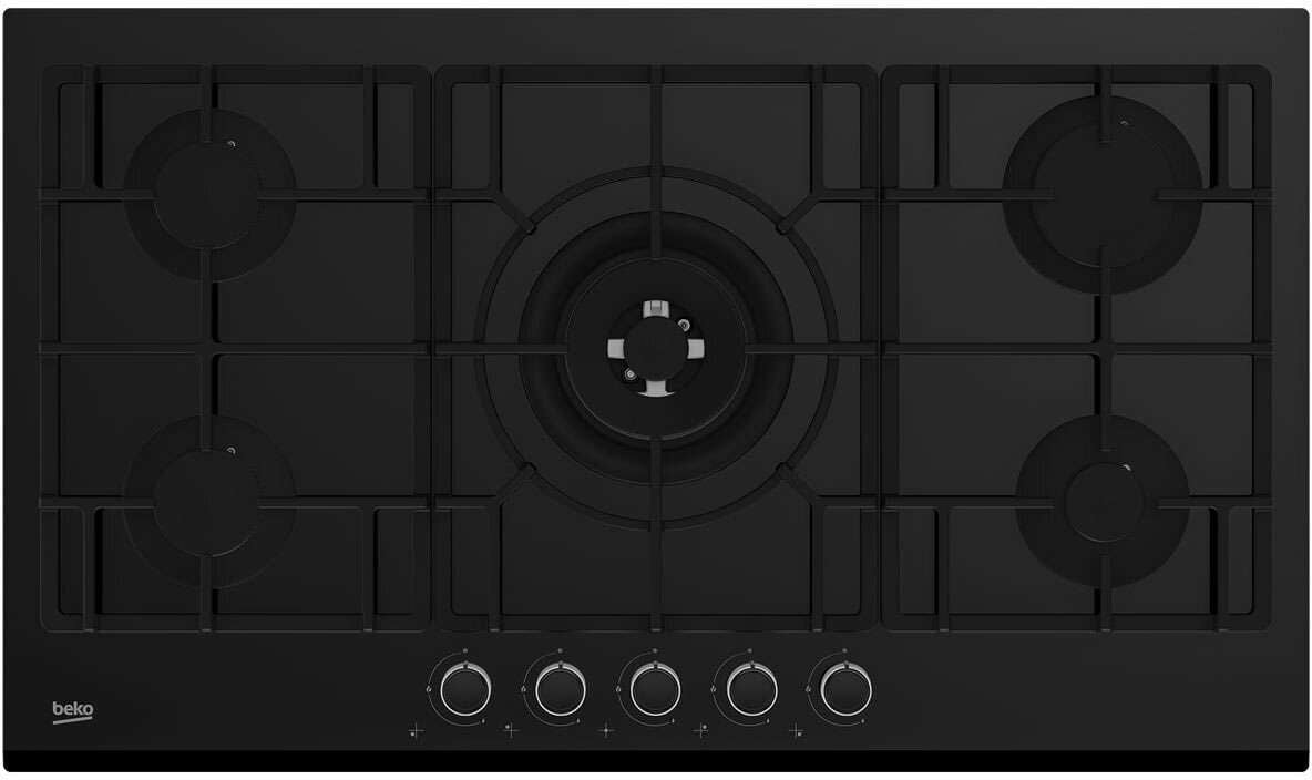 Beko 90cm Black Glass Gas Cooktop BCT90GG1