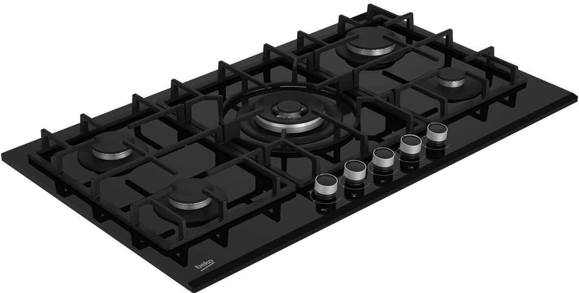 Beko 90cm Black Glass Gas Cooktop BCT90GG1