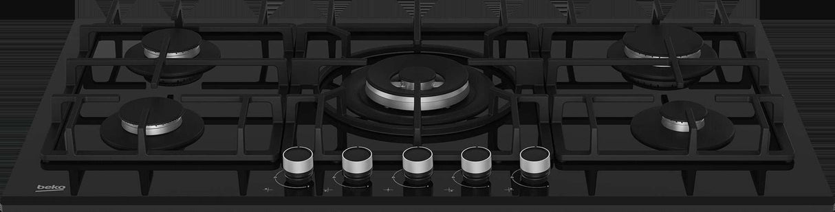 Beko 90cm Black Glass Gas Cooktop BCT90GG1