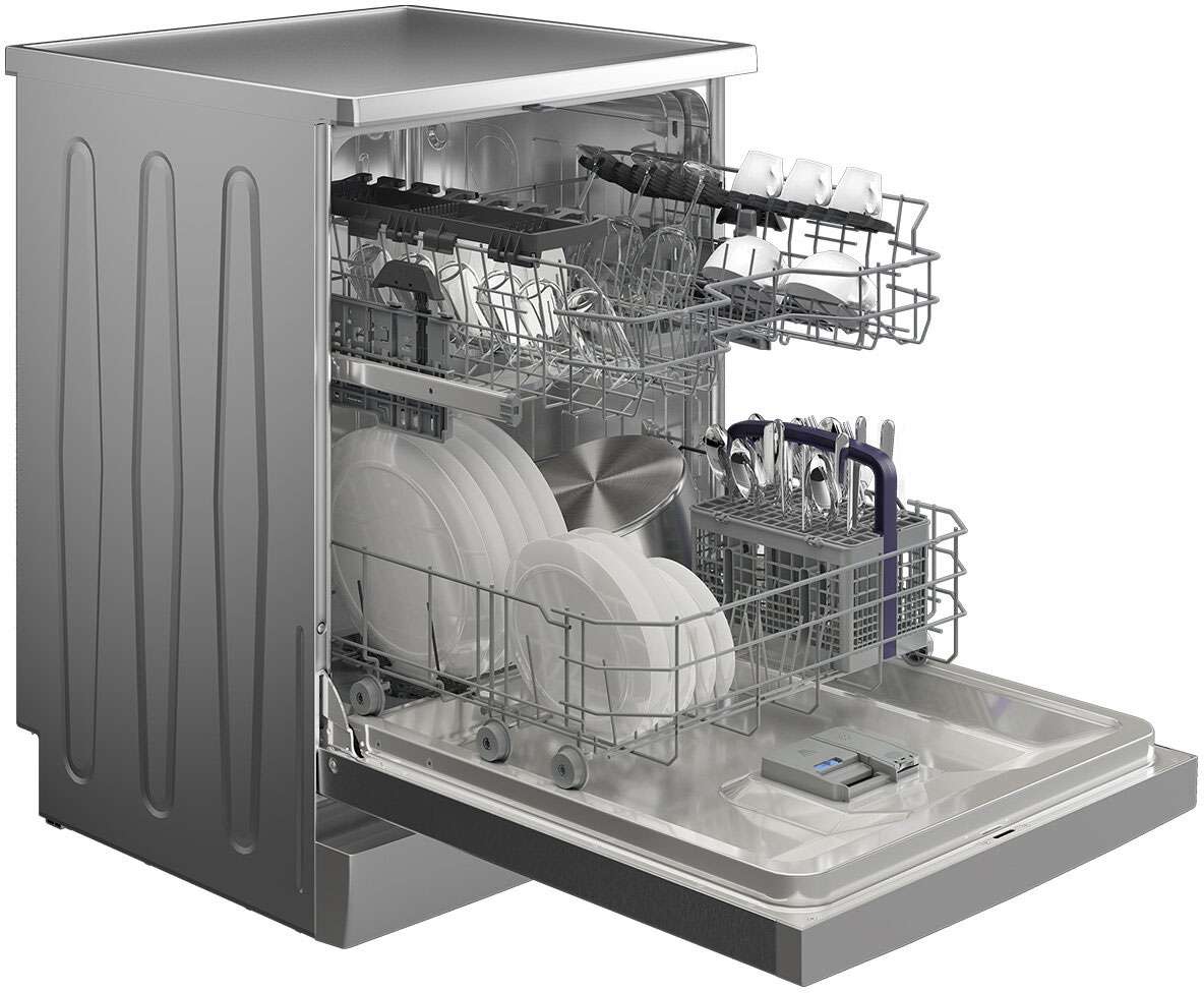 Beko 60cm Freestanding Dishwasher Platinum Steel BDFB1410X