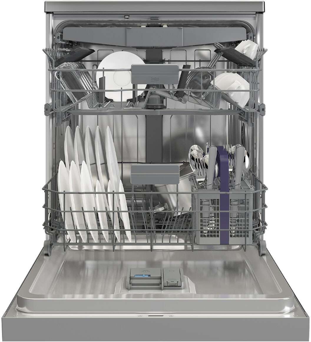 Beko 60cm Freestanding Dishwasher Platinum Steel BDFB1630X