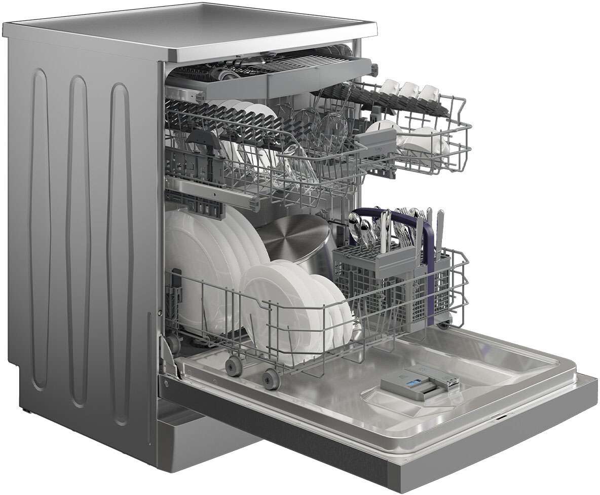 Beko 60cm Freestanding Dishwasher Platinum Steel BDFB1630X