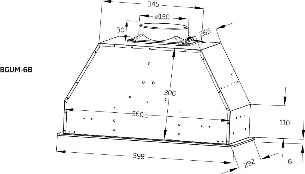 Schweigen 60cm Non-Silent 900m3/hr Black Glass Undermount Rangehood BGUM-6B