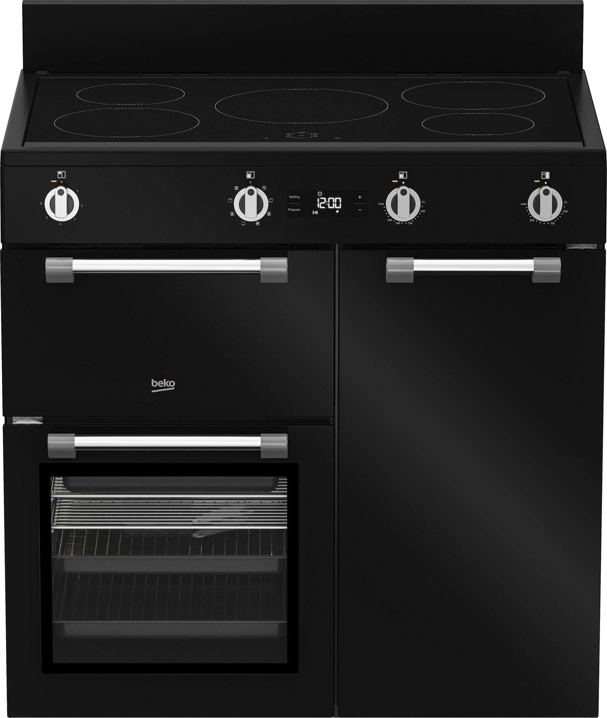 Beko 90cm 66L Multifunction Electric Freestanding Oven/Stove Black BRC916IMB
