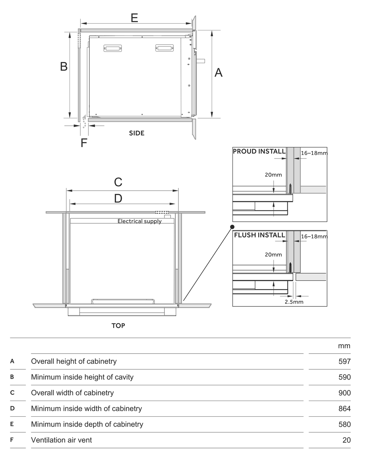 Casa 90cm 127L Electric Built-In Oven with Air Fry Function CA9060E
