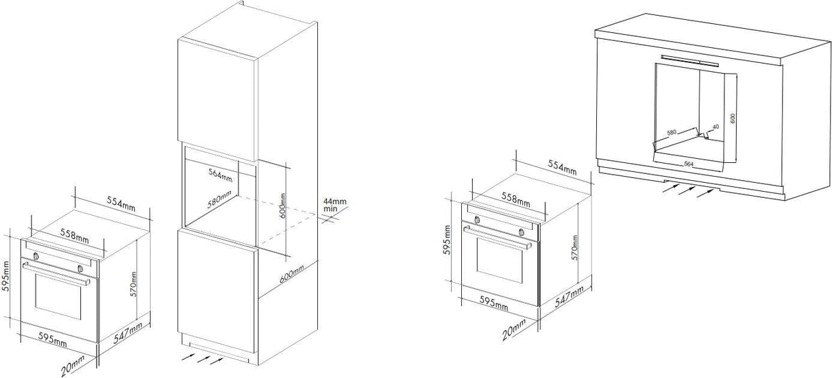 Artusi 60cm 88L Pyrolytic Electric Built-In Wall Oven CAO610BP