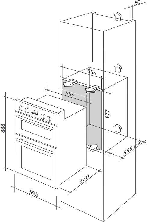 Artusi 60cm 90L Double Electric Built-In Wall Oven CAO888X/1