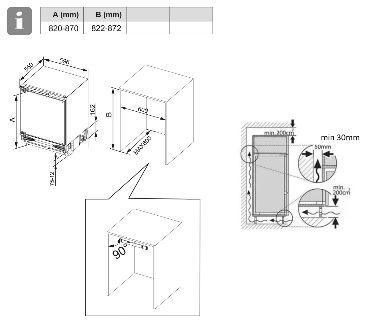 Casa 131L Fully-Integrated Bar Fridge CASAFI135W