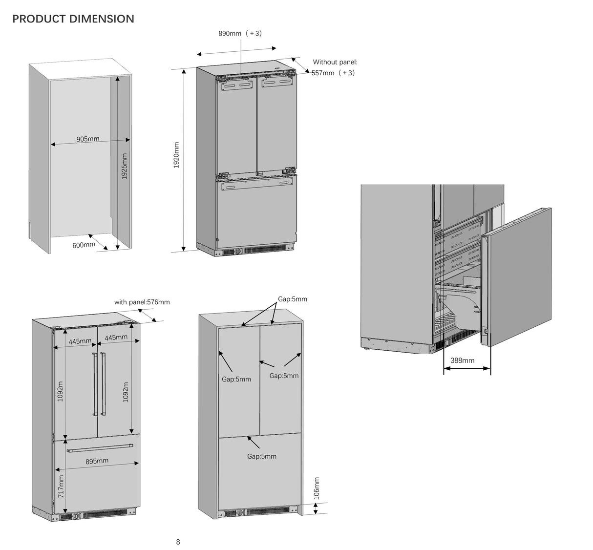 Casa 439L Integrated French Door Refrigerator CASAFI439W | Greater Sydney Only