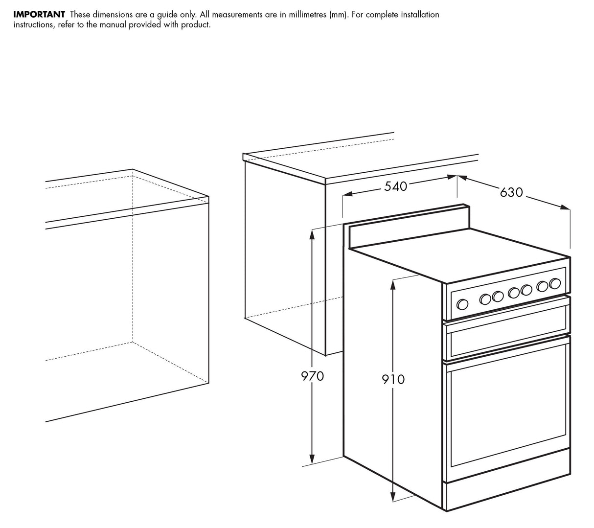 Chef 54cm 80L Electric Freestanding Oven/Stove Stainless Steel CFE547SBB