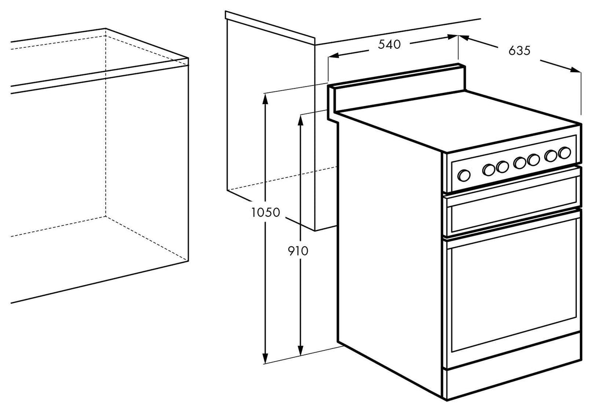 Chef 54cm 80L Gas Freestanding Oven/Stove White CFG503WCH