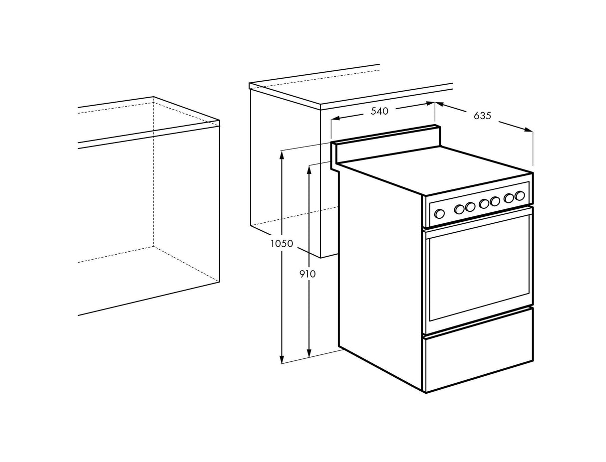Chef 54cm 80L Gas Freestanding Oven/Stove Stainless Steel CFG504SCH