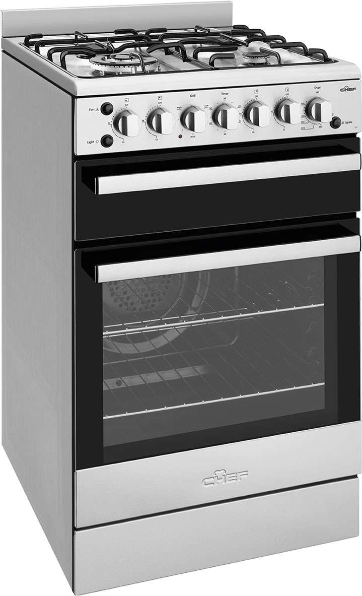 Chef 54cm 80L Gas Freestanding Oven/Stove Stainless Steel CFG517SCH