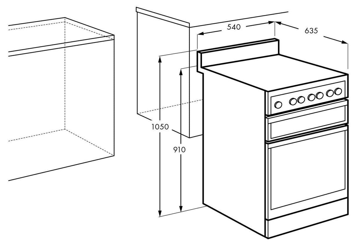 Chef 54cm 80L Gas Freestanding Oven/Stove Stainless Steel CFG517SCH