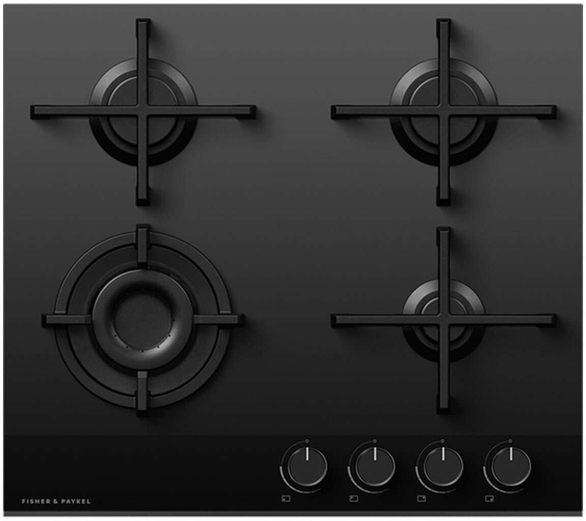 Fisher & Paykel 60cm Black Glass LPG Gas Cooktop CG604DLPGB4