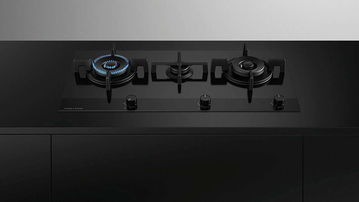 Fisher & Paykel 90cm Black Glass LPG Gas Cooktop CG903DLPGB4