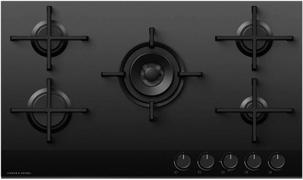 Fisher & Paykel 90cm Black Glass LPG Gas Cooktop CG905DLPGB4