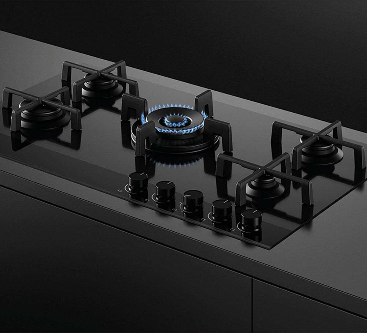 Fisher & Paykel 90cm Black Glass Gas Cooktop CG905DNGGB4