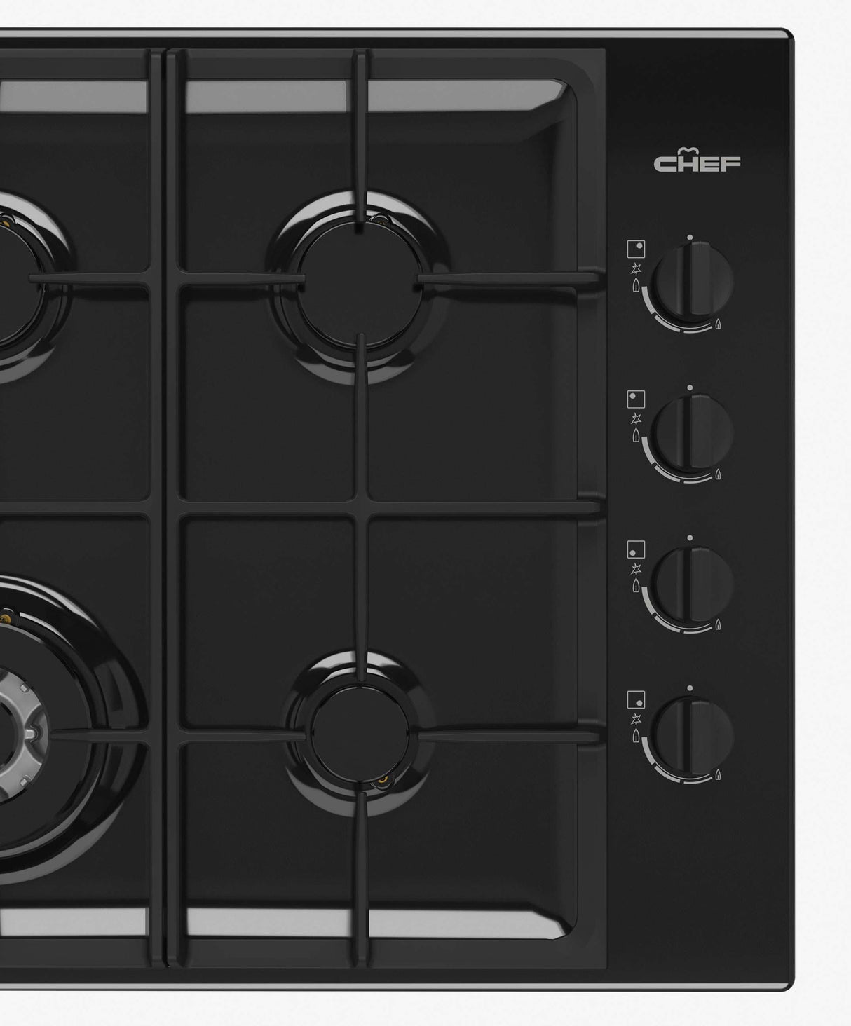 Chef 60cm Black Enamel Gas Cooktop CHG644DC