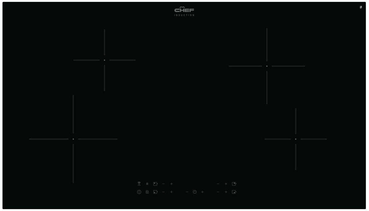 Chef 90cm Black Ceramic Glass Induction Cooktop CHI944BB
