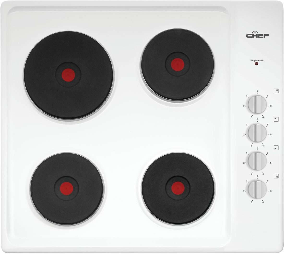 Chef 60cm White Enamel Electric Cooktop CHS642WB