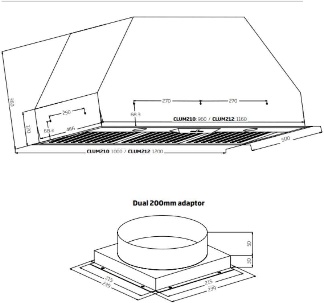 Schweigen 100cm Non-Silent 2500m3/hr S/S BBQ Undermount Rangehood CLUM210
