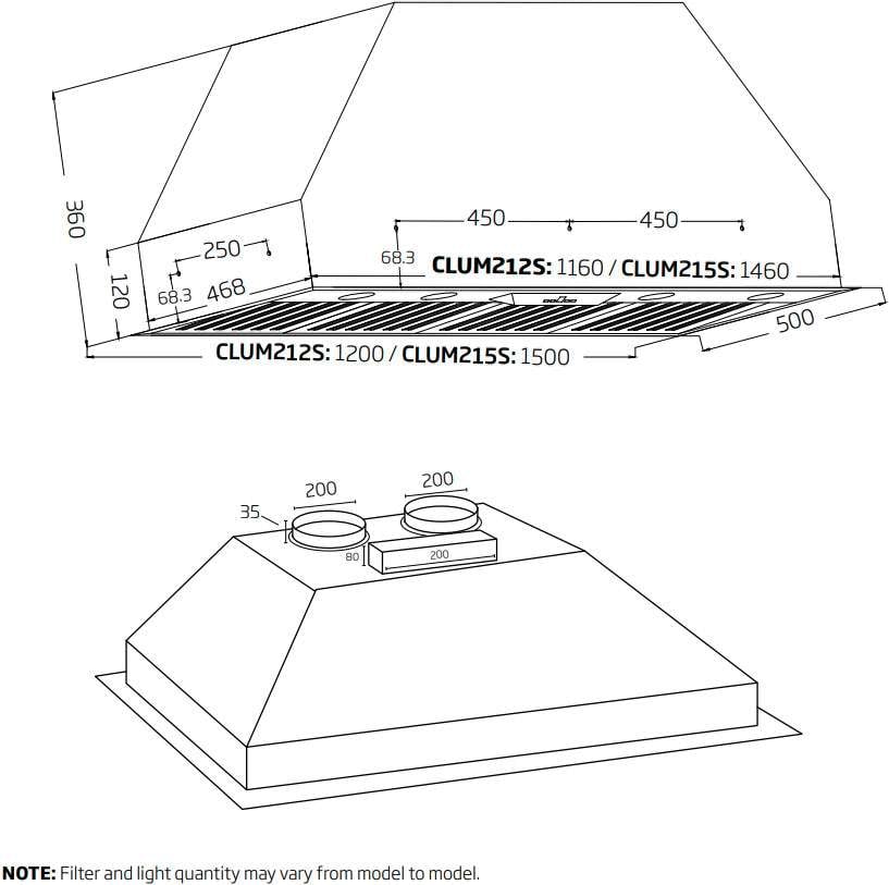 Schweigen 150cm Silent 3200m3/hr S/S BBQ Undermount Rangehood CLUM215SE