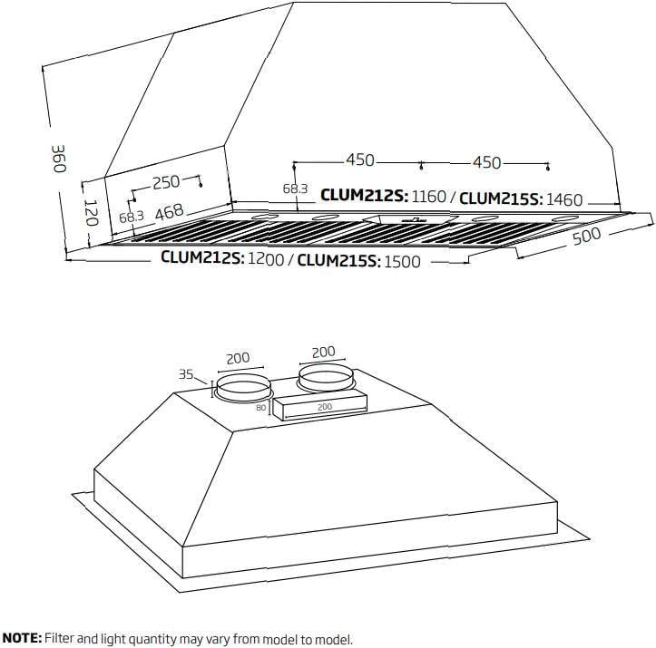 Schweigen 150cm Silent 3000m3/hr TwinMotor BBQ Undermount Rangehood CLUM215SP2