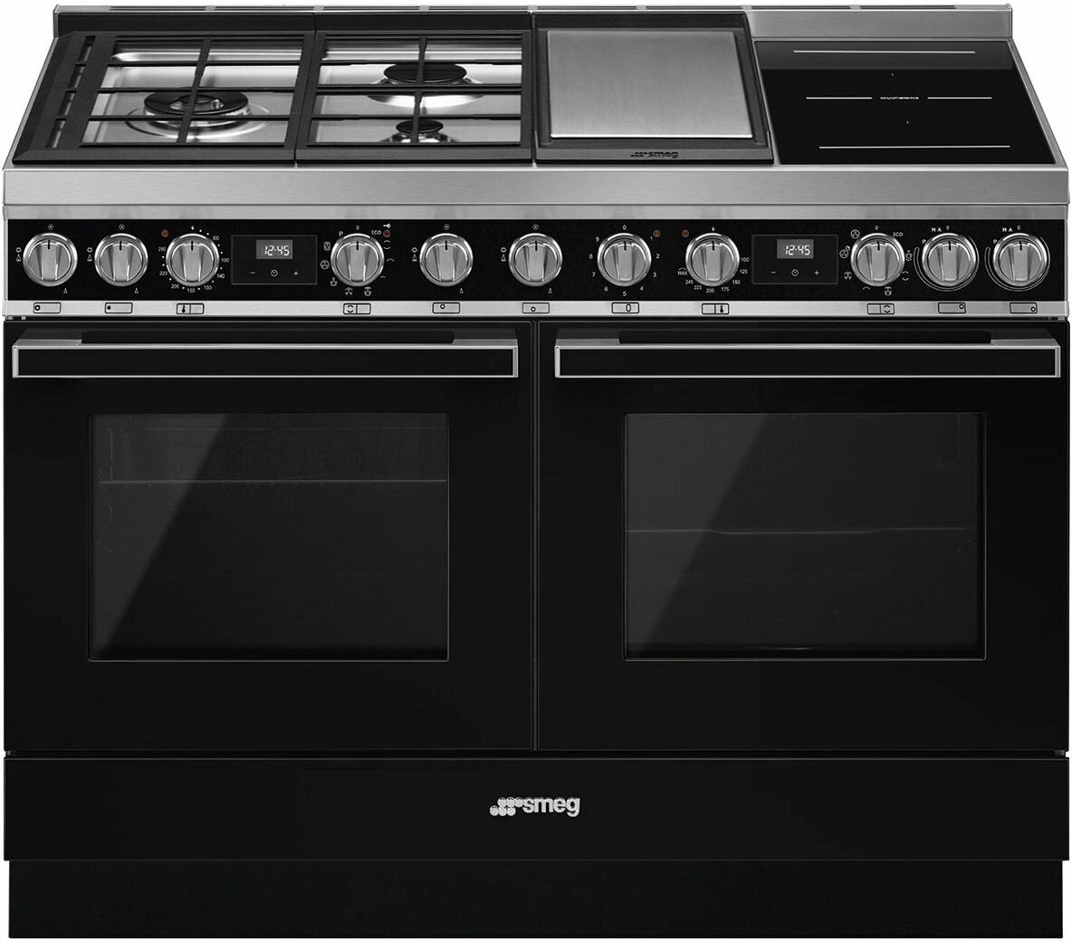 Smeg 120cm Portofino Freestanding Dual Fuel Oven/Stove Black CPF120IGMPBLA