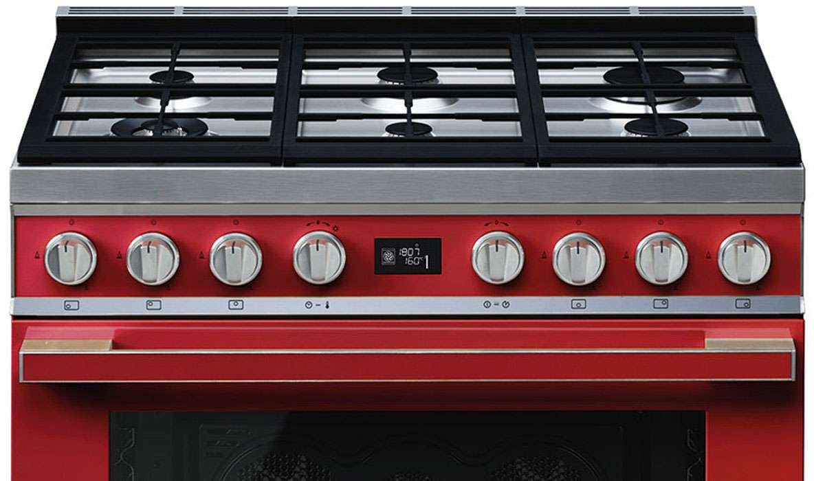 Smeg 90cm Portofino Freestanding Dual Fuel Oven/Stove Red CPF9GPRA