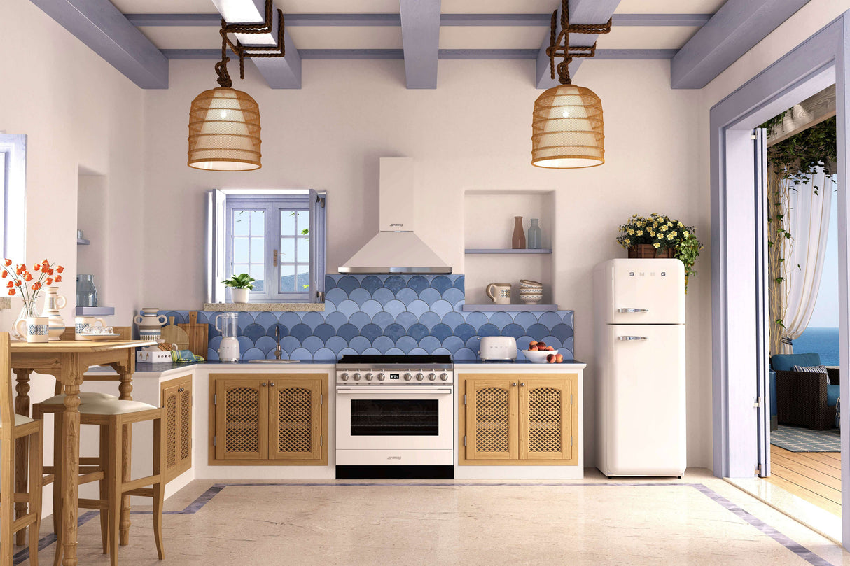 Smeg 90cm Portofino Freestanding Dual Fuel Oven/Stove White CPF9GPWHA