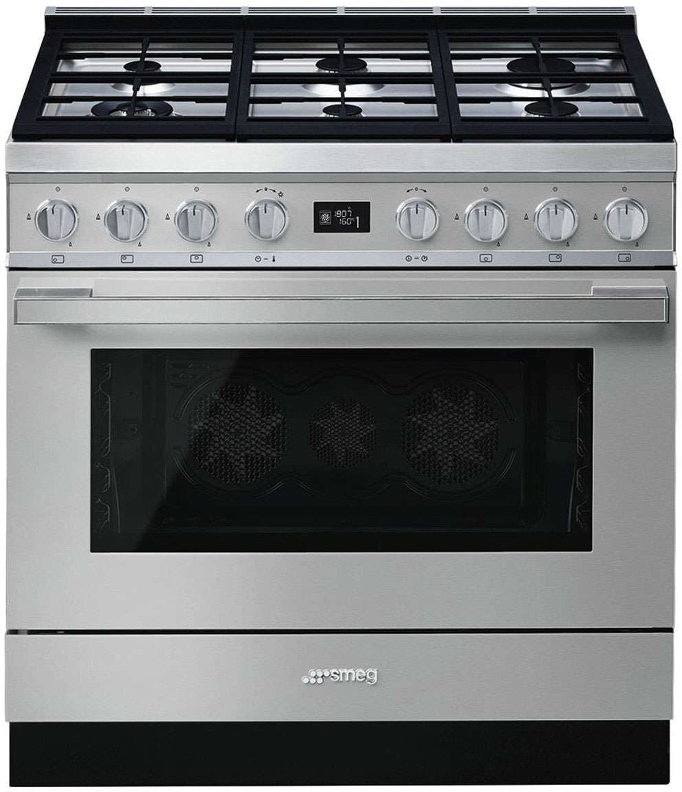 Smeg 90cm Portofino Freestanding Dual Fuel Oven/Stove Stainless Steel CPF9GPXA
