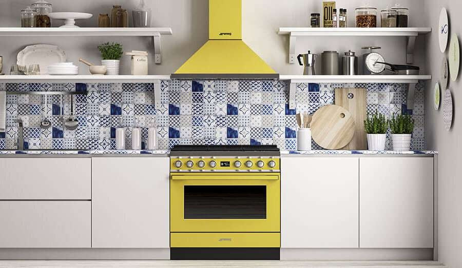 Smeg 90cm Portofino Freestanding Dual Fuel Oven/Stove Yellow CPF9GPYWA