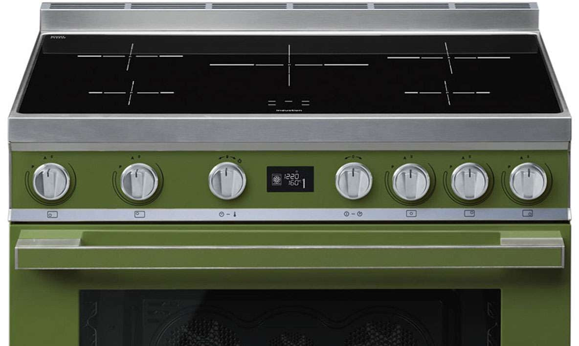 Smeg 90cm Portofino Freestanding Electric Oven/Stove Olive Green CPF9IPOG